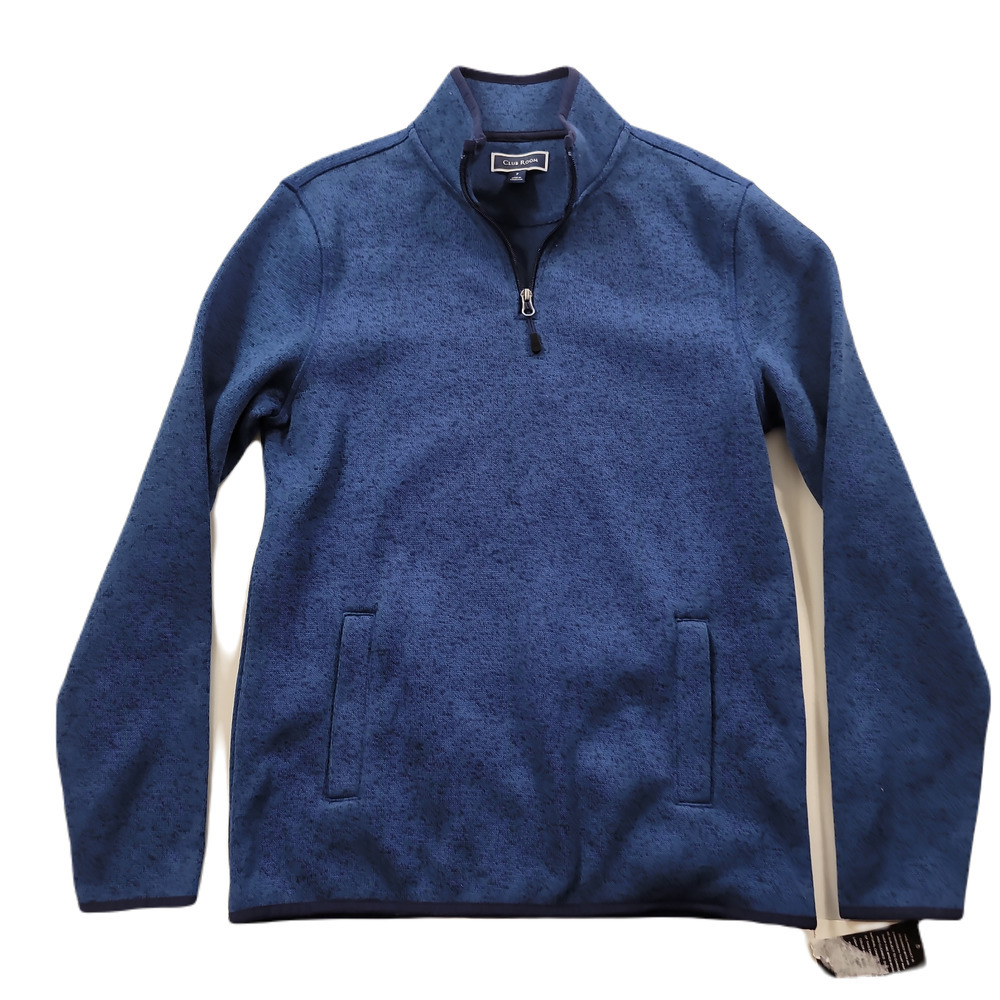 Club Room 1/4 Zip Fleece Pullover Mens Small Blue Heather